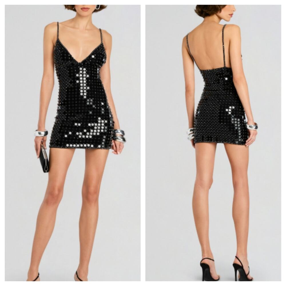Retrofête Airalyse Black Embellished Sequin Dress NWT M